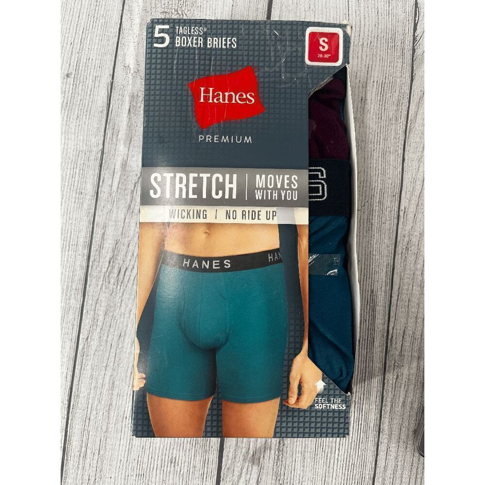 Hanes Premium Tagless Boxer Briefs 5 pack size Small; New